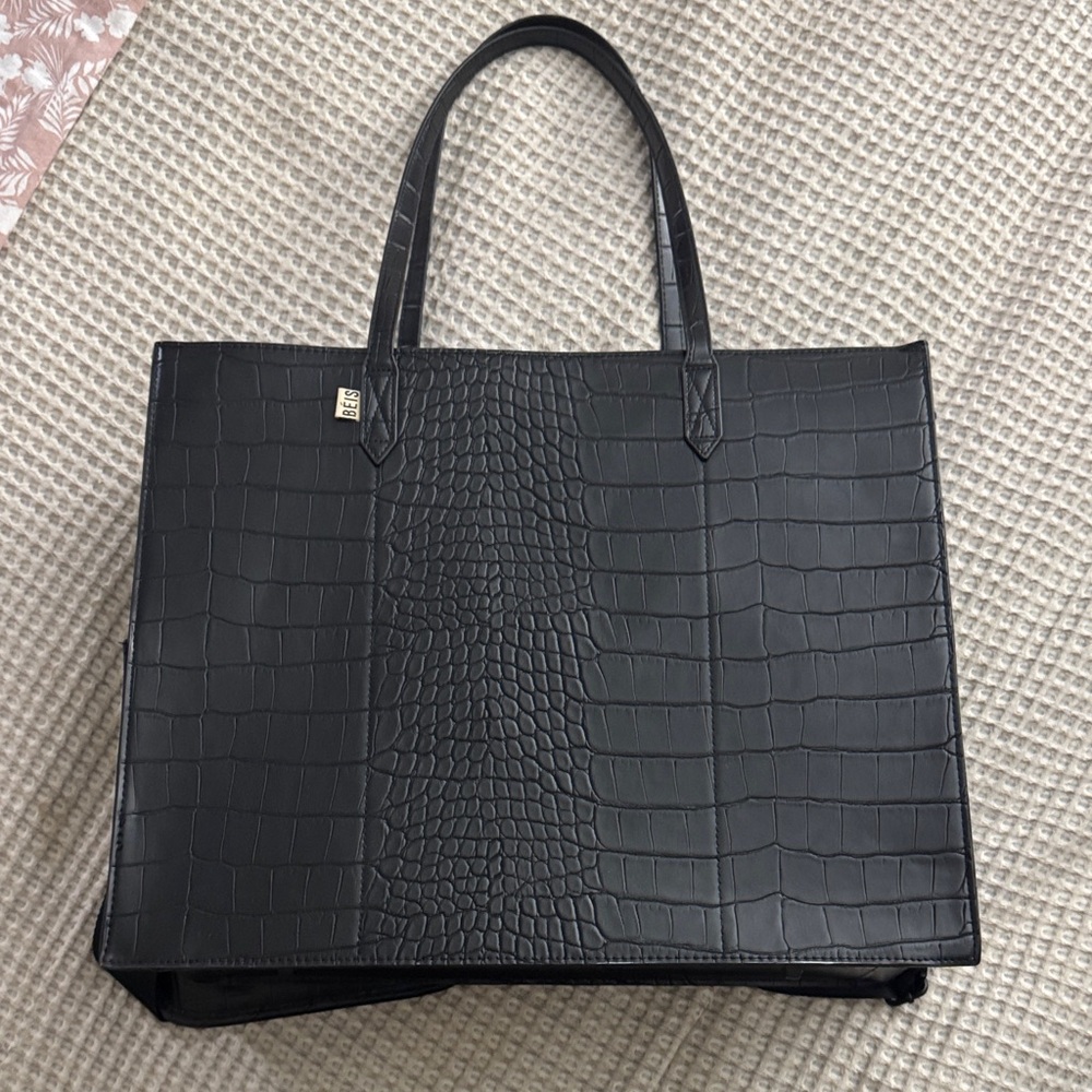 Black Beis work tote - croc